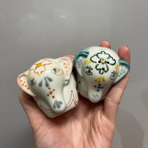 Discontinued Anthropologie Bali  Ceramic Elephant Salt & Pepper Shakers